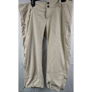 Columbia Omnishade Pants Women's Size 4 Regular Khaki with Ties At Ankles Hiking